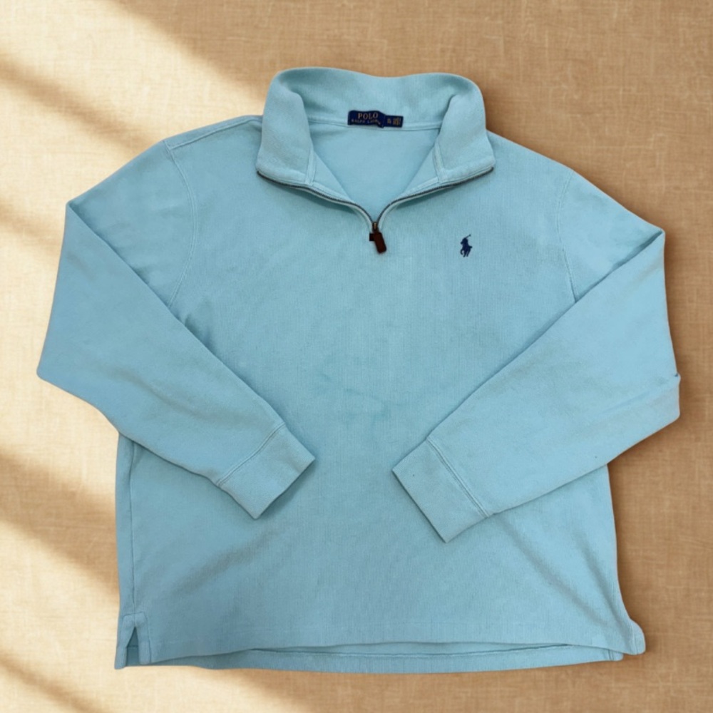 Ralph Lauren – Quarter-Zip Pullover – Men’s XL – 100% Cotton – Rare Aqua